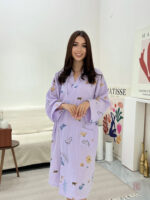 Robe pyjama kimono en coton crêpe pour femme