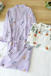 Vêtement de nuit en coton, design kimono élégant