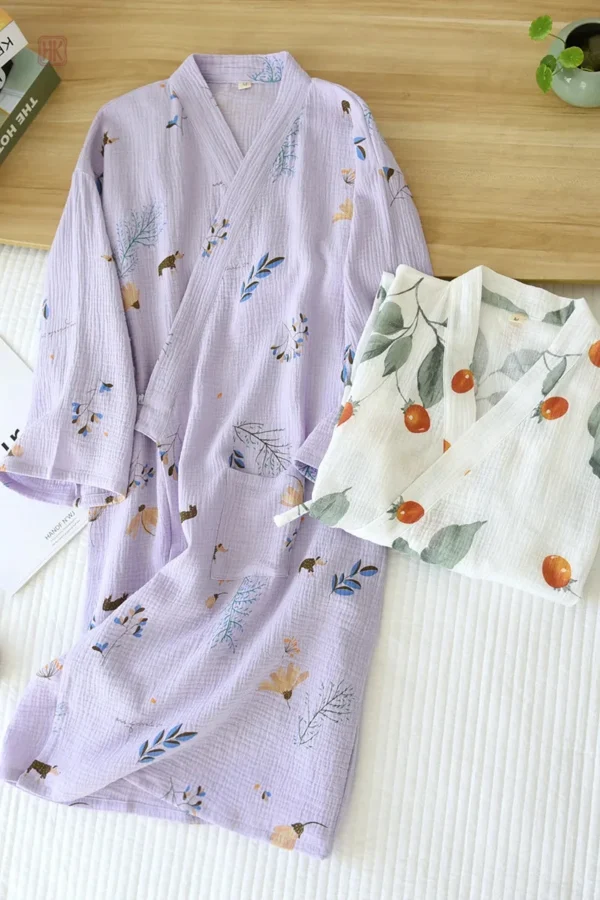 Vêtement de nuit en coton, design kimono élégant