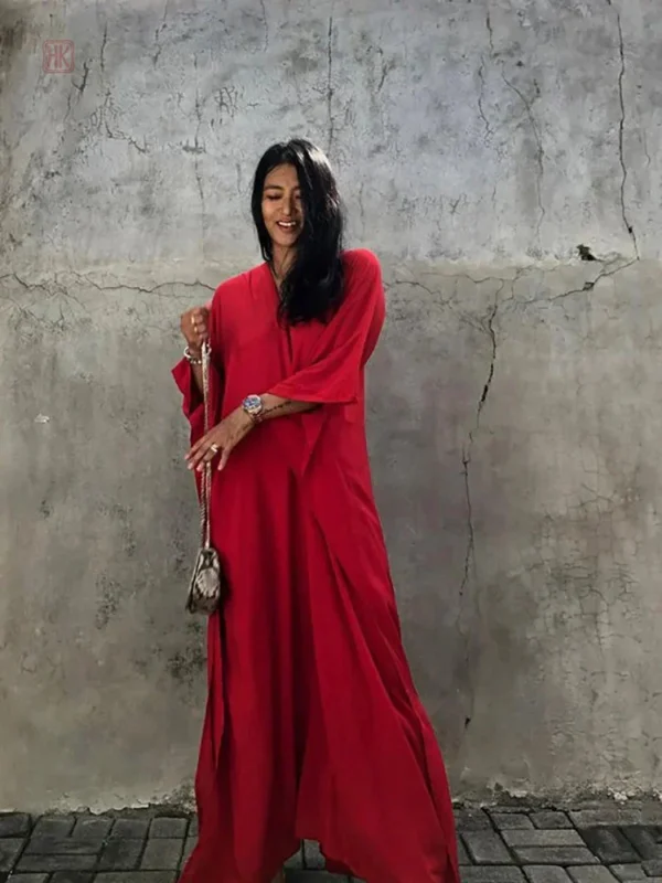 Robe style kimono avec motifs boho pour un look décontracté