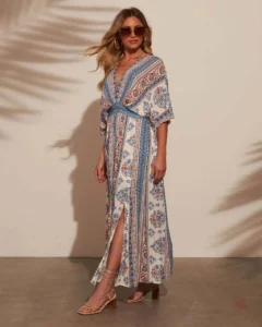 Robe d'été kimono à motifs colorés
