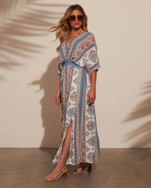 Robe d'été kimono à motifs colorés