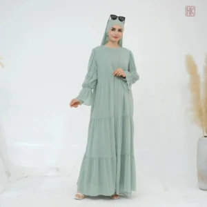 Abaya en kimono vert d'eau pour un style élégant