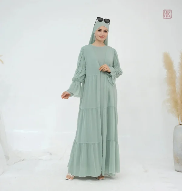 Abaya en kimono vert d'eau pour un style élégant