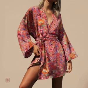 Veste courte colorée femme en style kimono