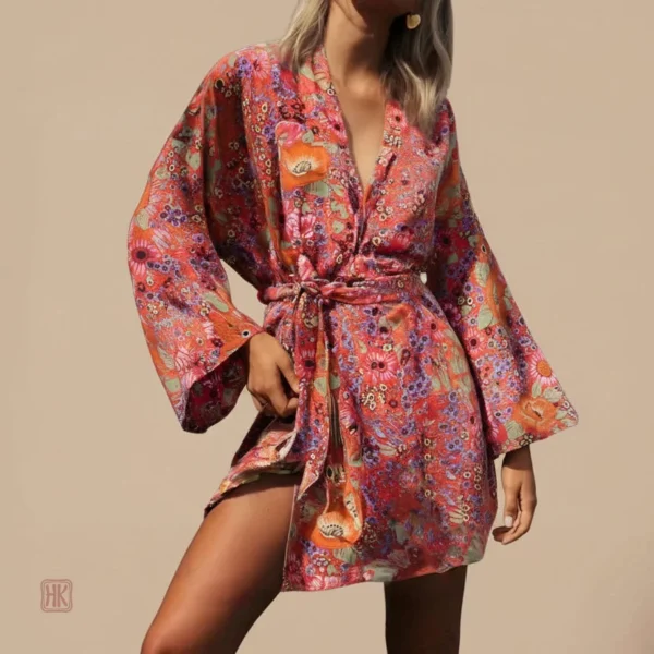 veste-courte-coloree-femme-1 Veste courte colorée femme en style kimono