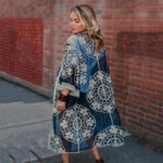 Veste délicate en dentelle, style kimono pour femme