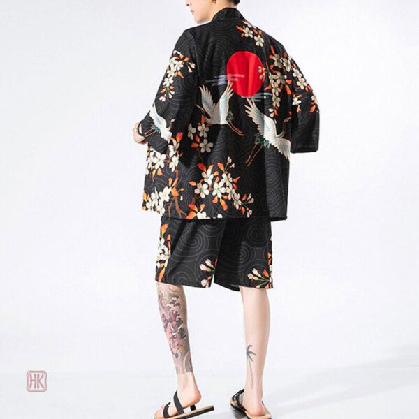 veste-homme-kimono-japonais-fleurie-1 Veste Kimono Homme en style japonais traditionnel