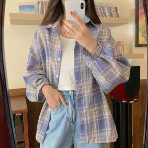 Veste légère à motifs carreaux, style kimono