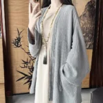 Veste Kimono Ample Femme en bleu