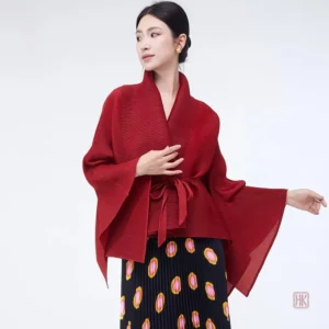 Veste Kimono Asymétrique Bordeaux Chic pour femme