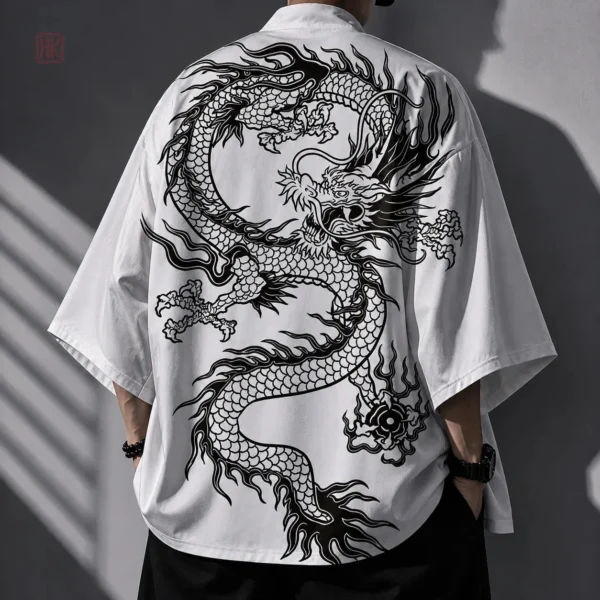 veste-kimono-blanche-dagon-1 Veste Kimono Homme Blanche Dagon