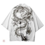 Veste kimono élégante pour homme en blanc