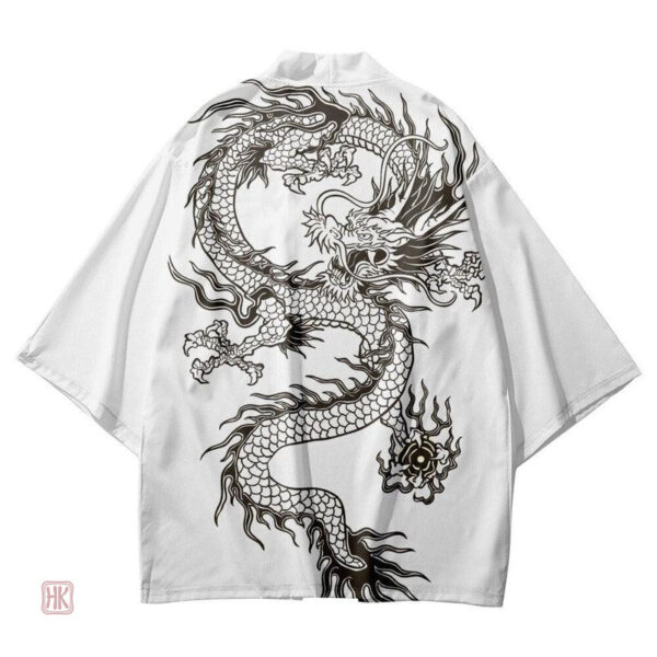 Veste kimono élégante pour homme en blanc