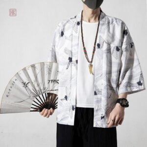 Veste Kimono Grue Blanche pour homme