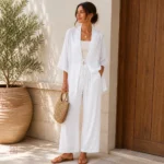 Veste kimono légère blanche estivale pour femme