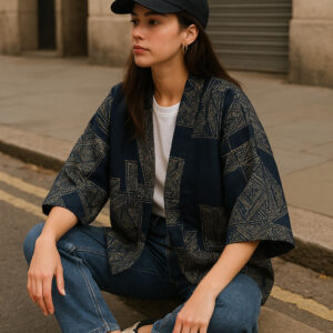Veste kimono bleu chic pour femme