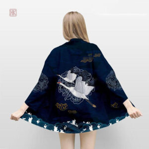 Veste Kimono Femme Bleu Nuit élégante et fluide
