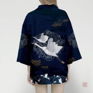 Kimono bleu nuit pour femme, idéal pour toutes occasions