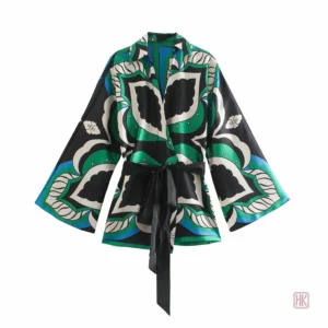 Kimono femme au design bohème et floral