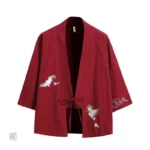 Veste kimono homme avec broderies de grues élégantes