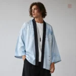 Veste Kimono Court Bleu pour Homme