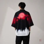 Veste Kimono Court Rouge pour Homme