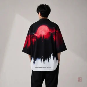 Veste Kimono Court Rouge pour Homme