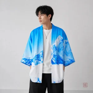 Veste kimono court pour homme, style montagne