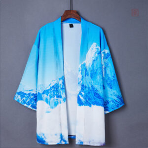 Veste kimono homme, design court inspiré de la montagne