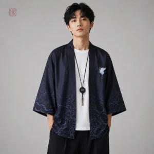 Veste Kimono Court Noir pour Homme