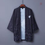 Kimono Noir avec motif Grue pour style décontracté