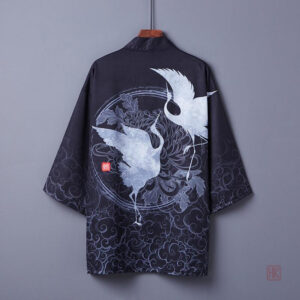 Veste courte homme en noir, design grue élégant