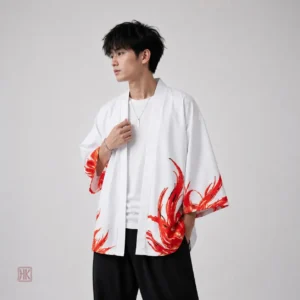 Veste Kimono Courte pour homme design Phoenix