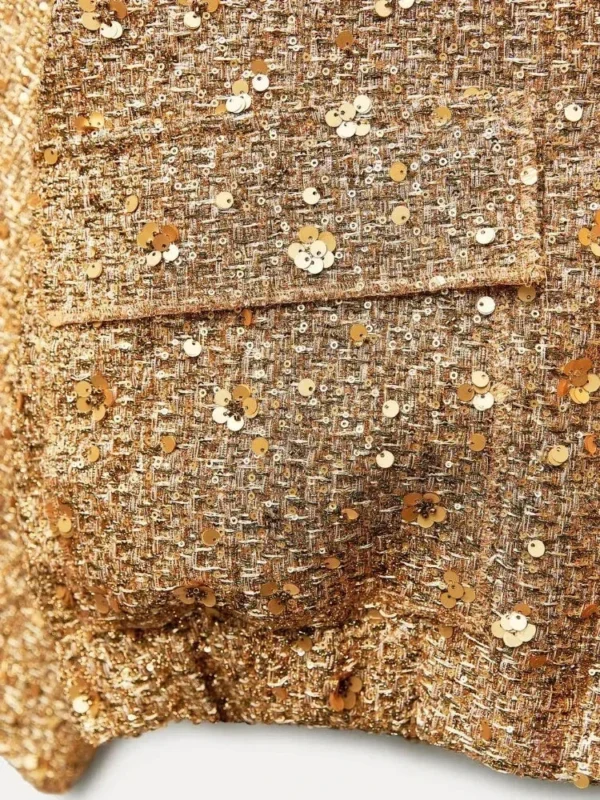 Veste dorée à paillettes, idéale pour les soirées élégantes