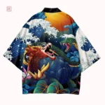 Veste légère style kimono, motif dragon des mers