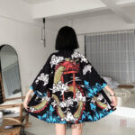 Veste Kimono avec motif dragon pour femme