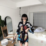 Kimono femme avec impression dragon artistique