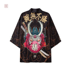 Veste kimono homme avec motif dragon et samouraï