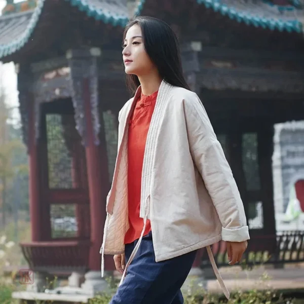 Veste kimono casual en lin pour femme