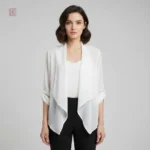 Veste kimono léger en mousseline blanche pour femme