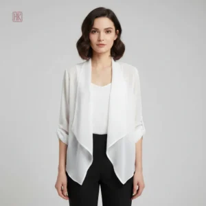 Veste kimono léger en mousseline blanche pour femme