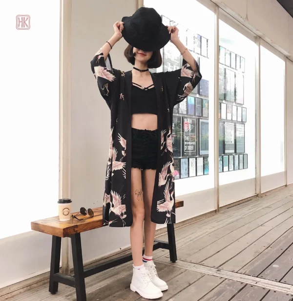 Veste d'été femme avec design de grues