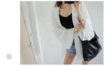 Veste kimono tendance pour femme, coloris blanc classique