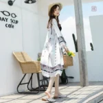 Veste Kimono Femme Blanche à Franges