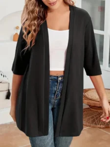 Veste kimono femme noire tendance élégante et moderne