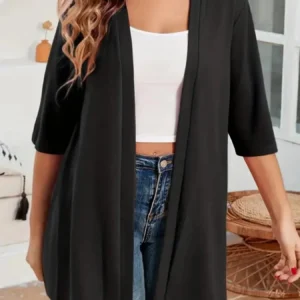 Veste kimono femme noire tendance élégante et moderne