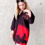 Veste kimono à motifs Oni pour un look moderne