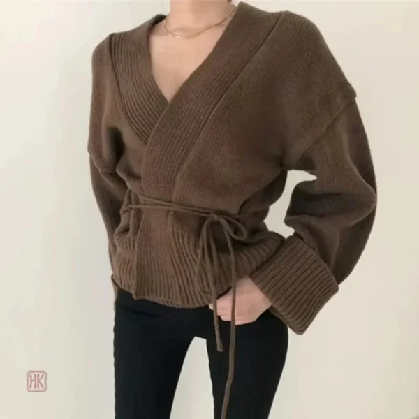 veste-kimono-femme-tricot-1 Veste kimono femme en tricot élégant et confortable