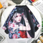Veste kimono homme élégante à fleurs
